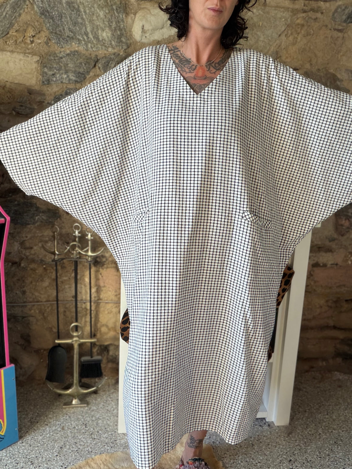WHITE MIDI KAFTAN OS