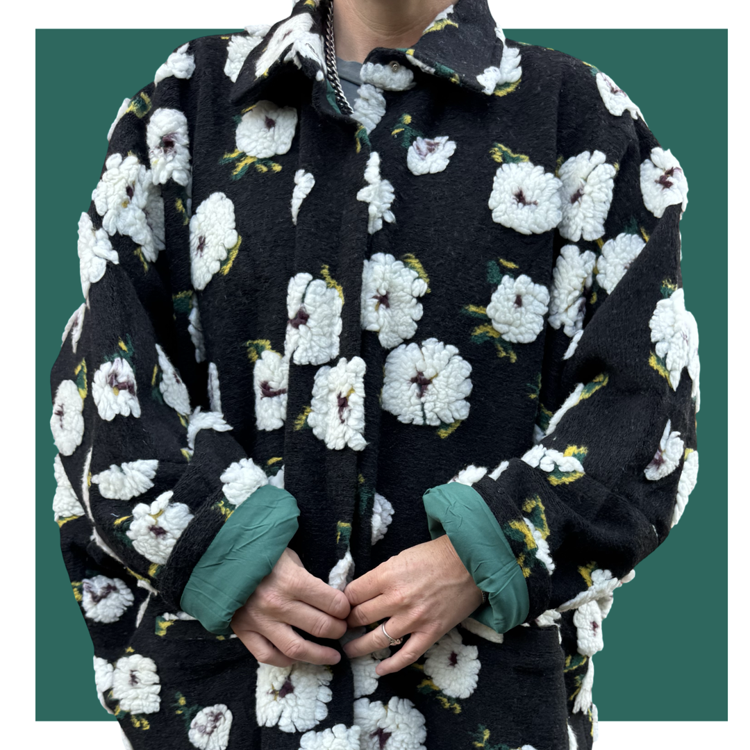Kaftan Coat - Black Floral Midi PRESALE
