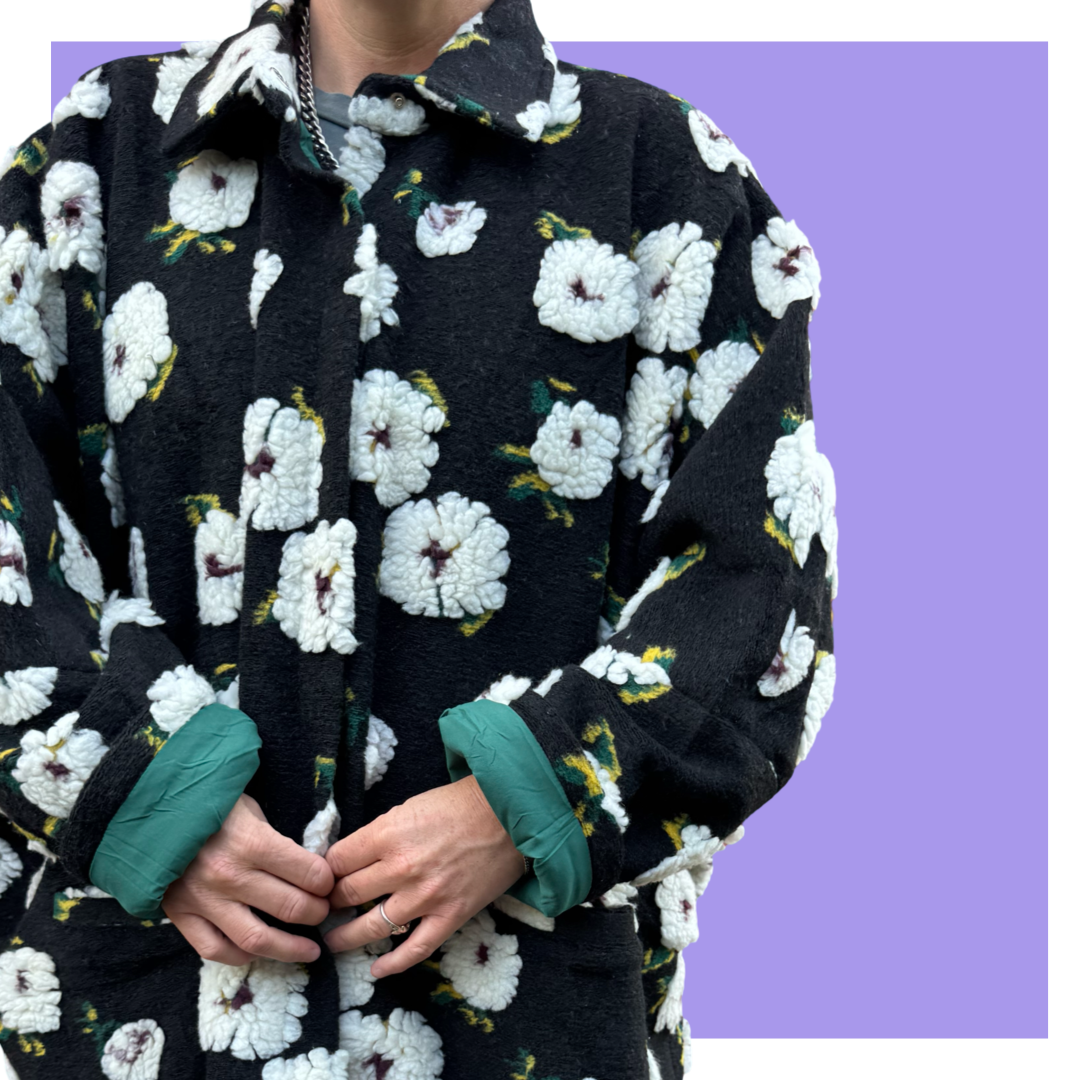 Kaftan Coat - Black Floral Short PRESALE