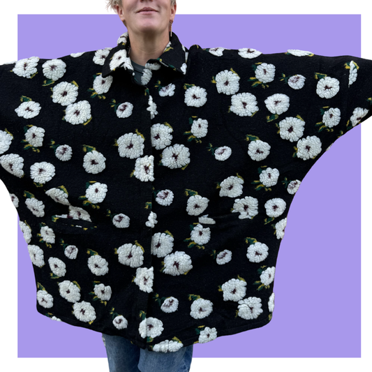 Kaftan Coat - Black Floral Short PRESALE