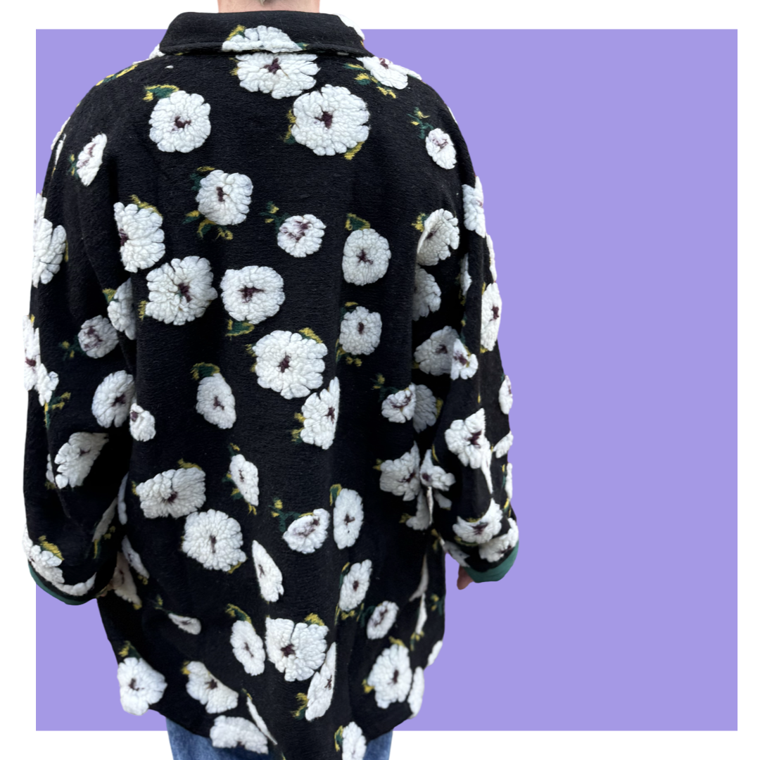 Kaftan Coat - Black Floral Short PRESALE