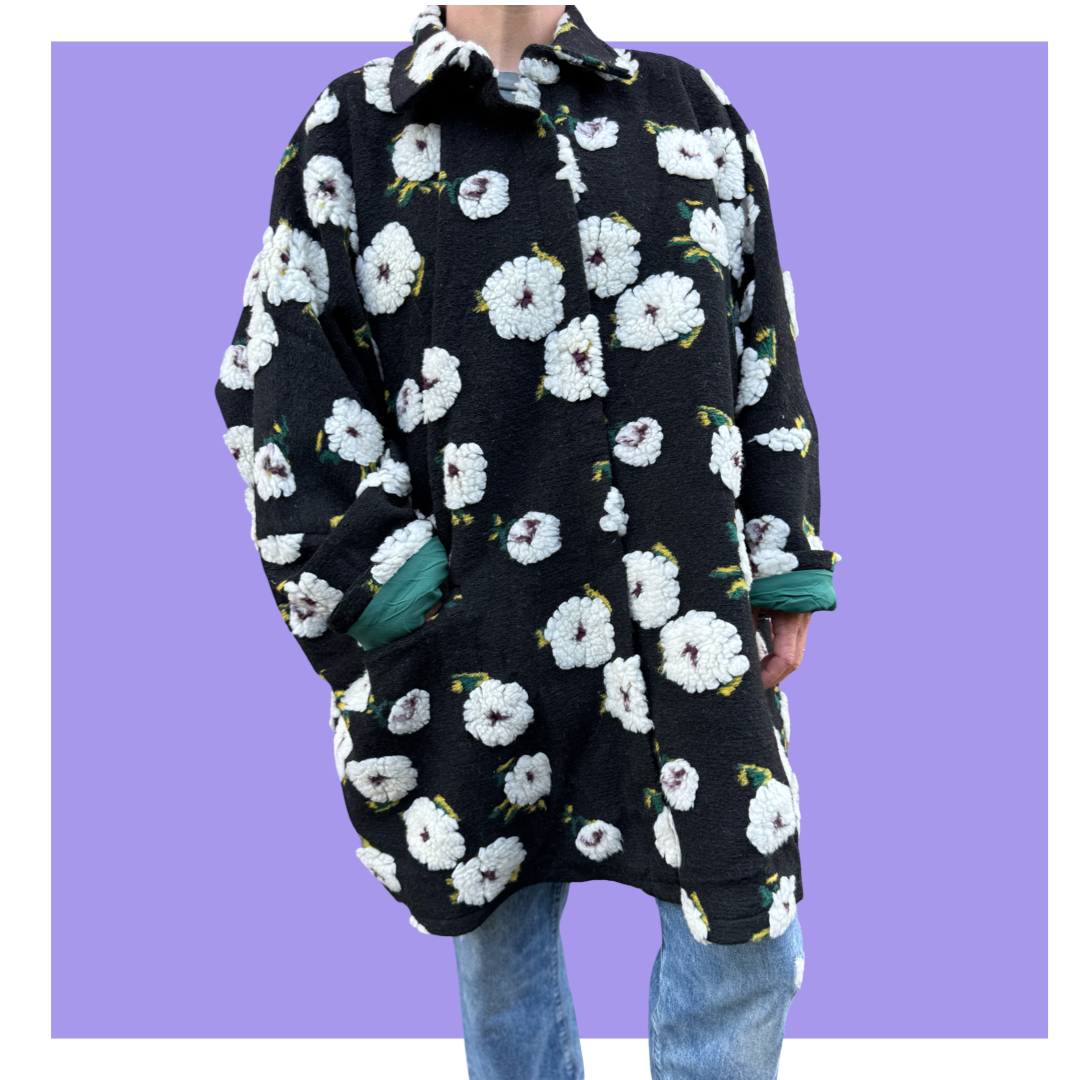 Kaftan Coat - Black Floral Short PRESALE
