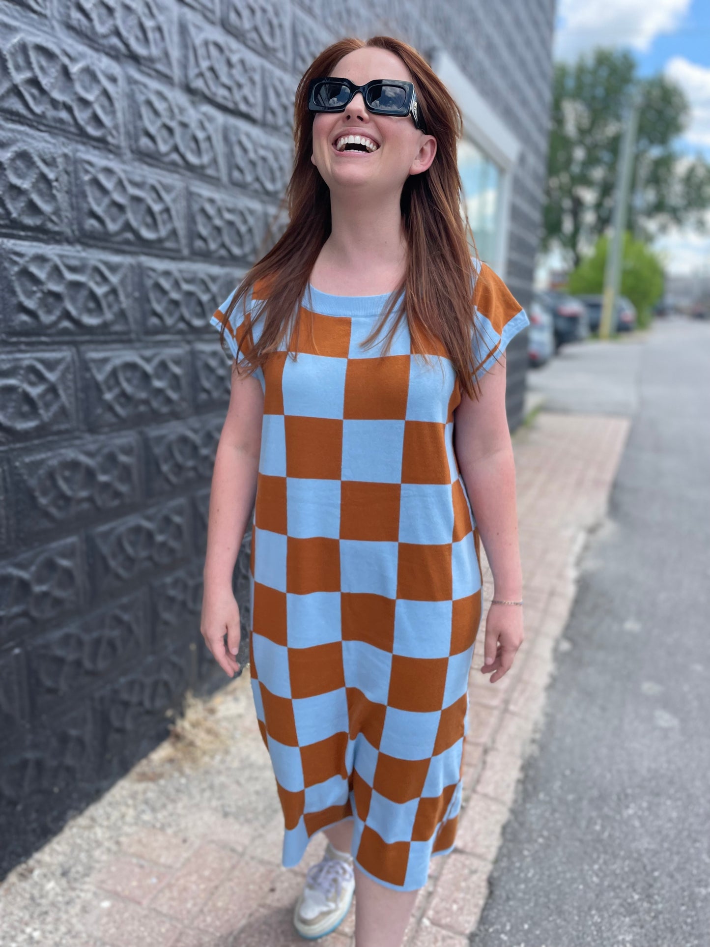 Elle Column Dress - Checkerboard