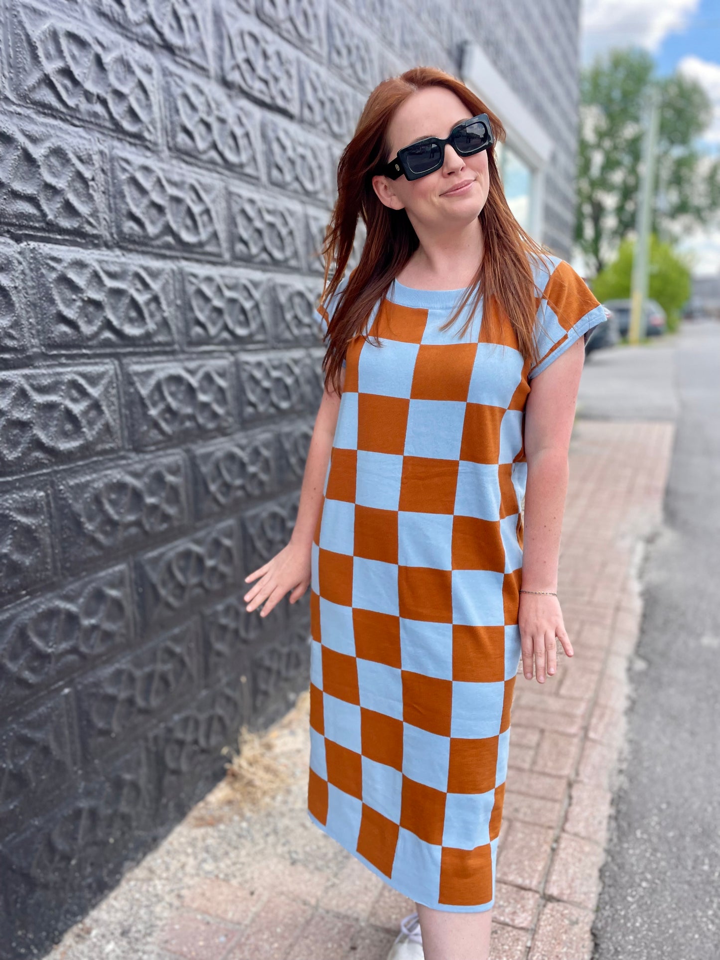 Elle Column Dress - Checkerboard