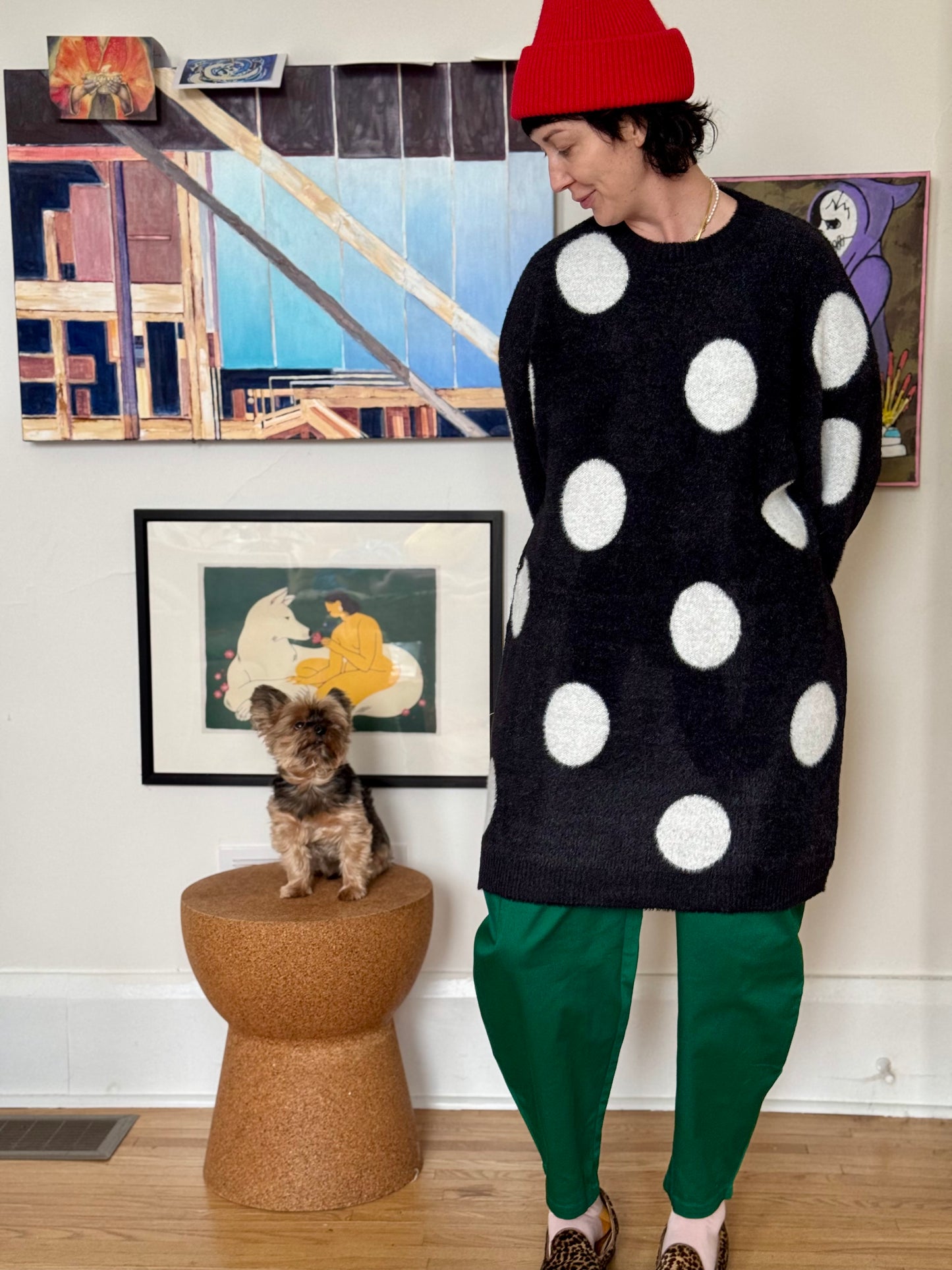 Oversized Fuzzy Dot Sweater