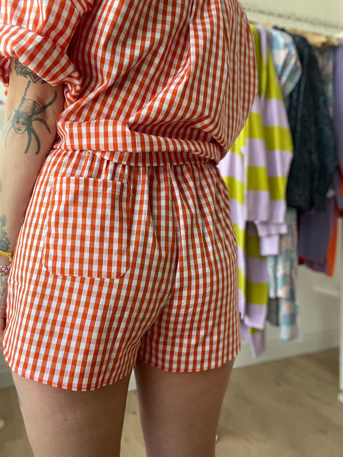 Gingham shorts - Orange