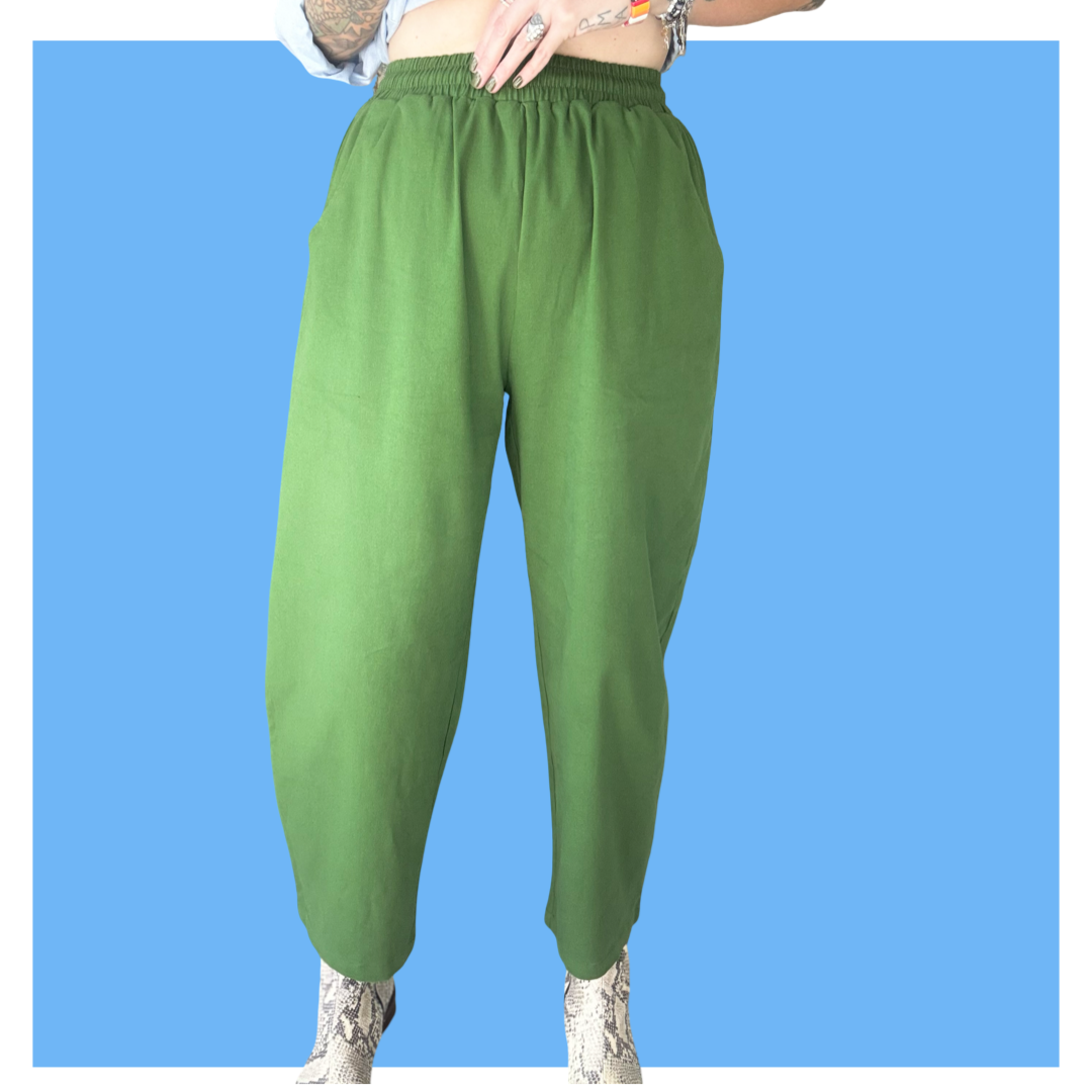 Barrel Pants - Green Stretch