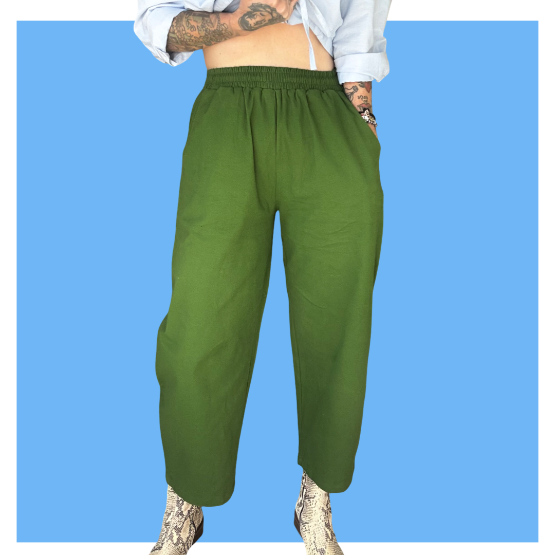 Barrel Pants - Green Stretch