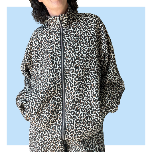 Leopard Jacquard Track Jacket