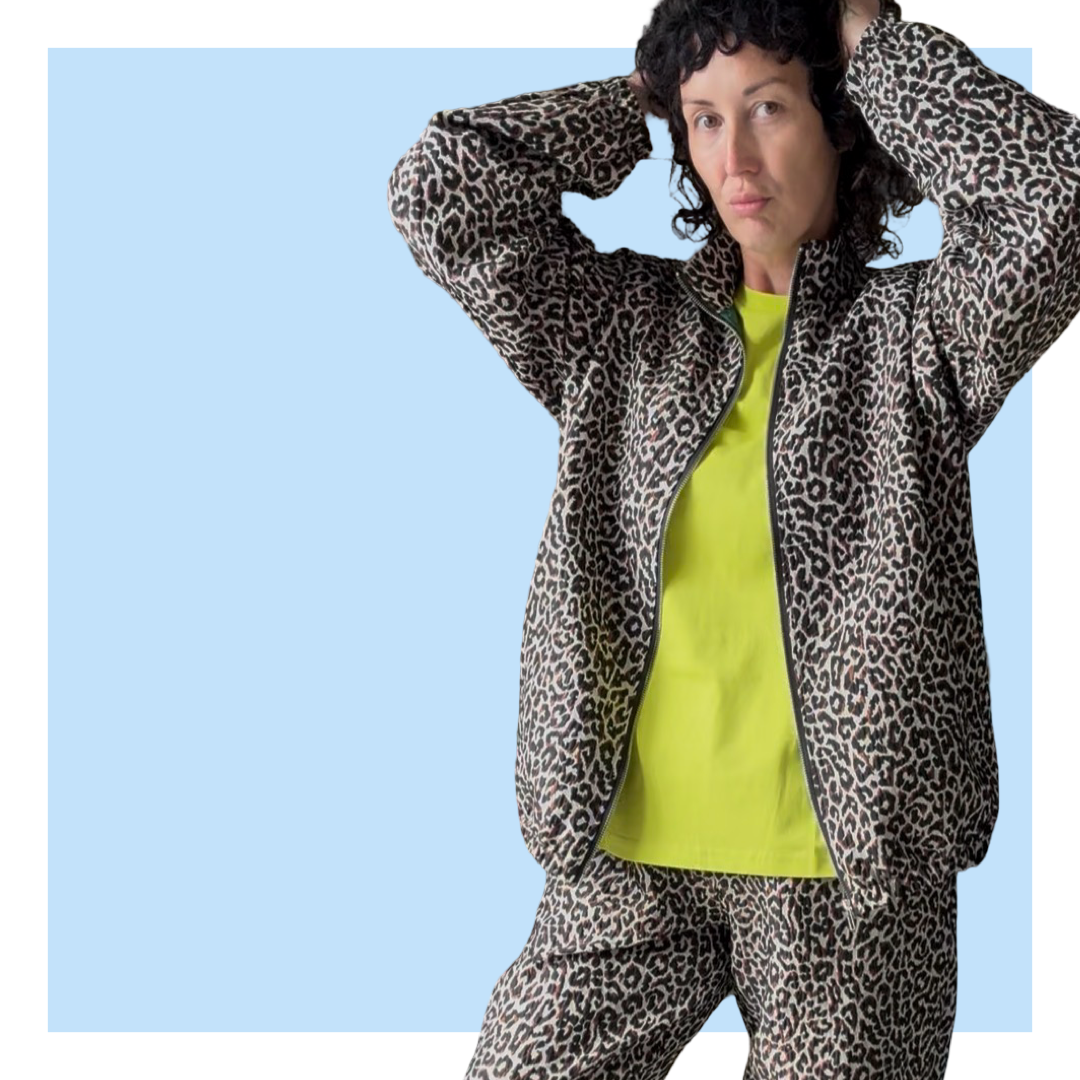 Leopard Jacquard Track Jacket