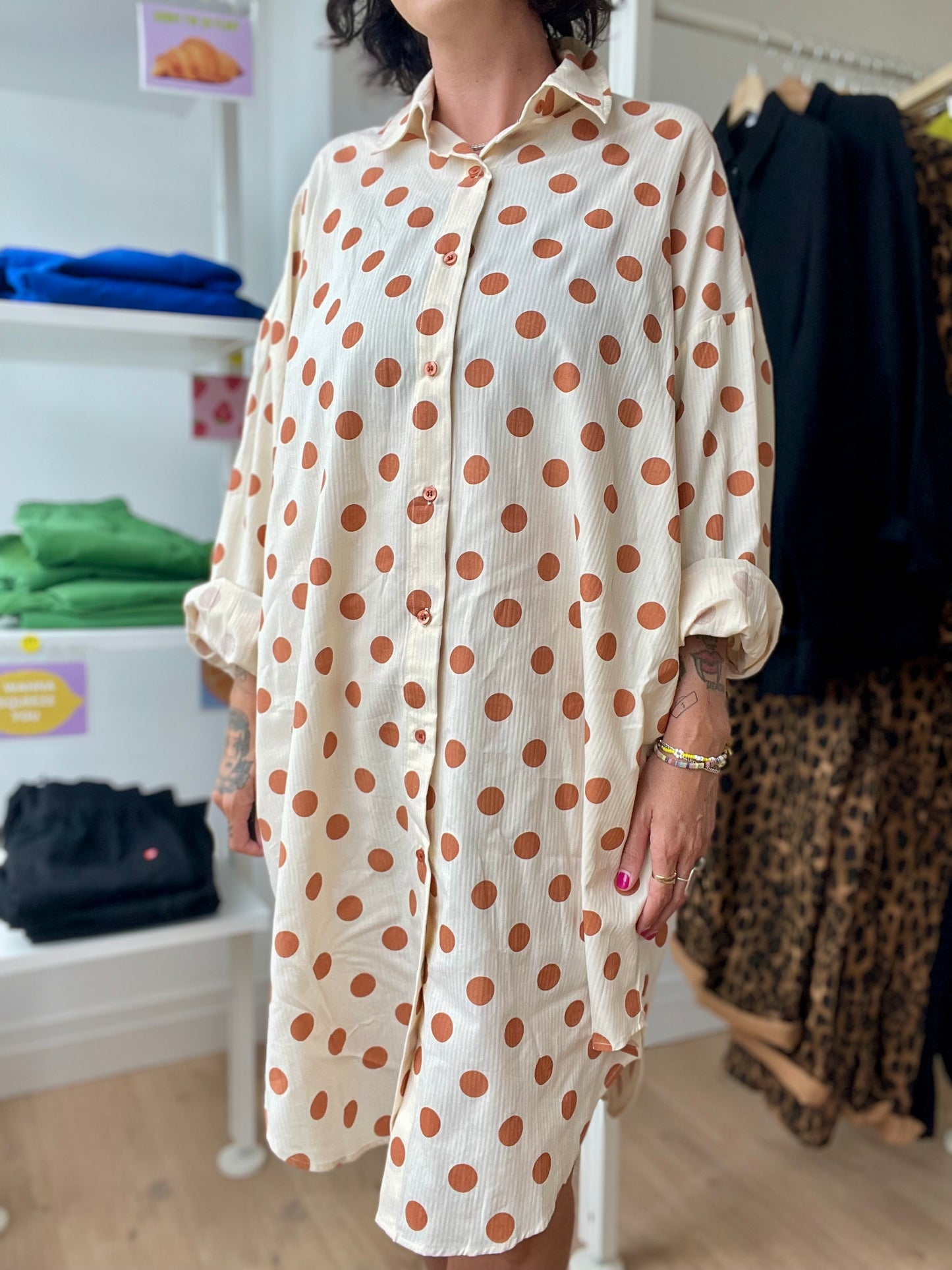 Don’t Touch Me Dress - Brown Dots