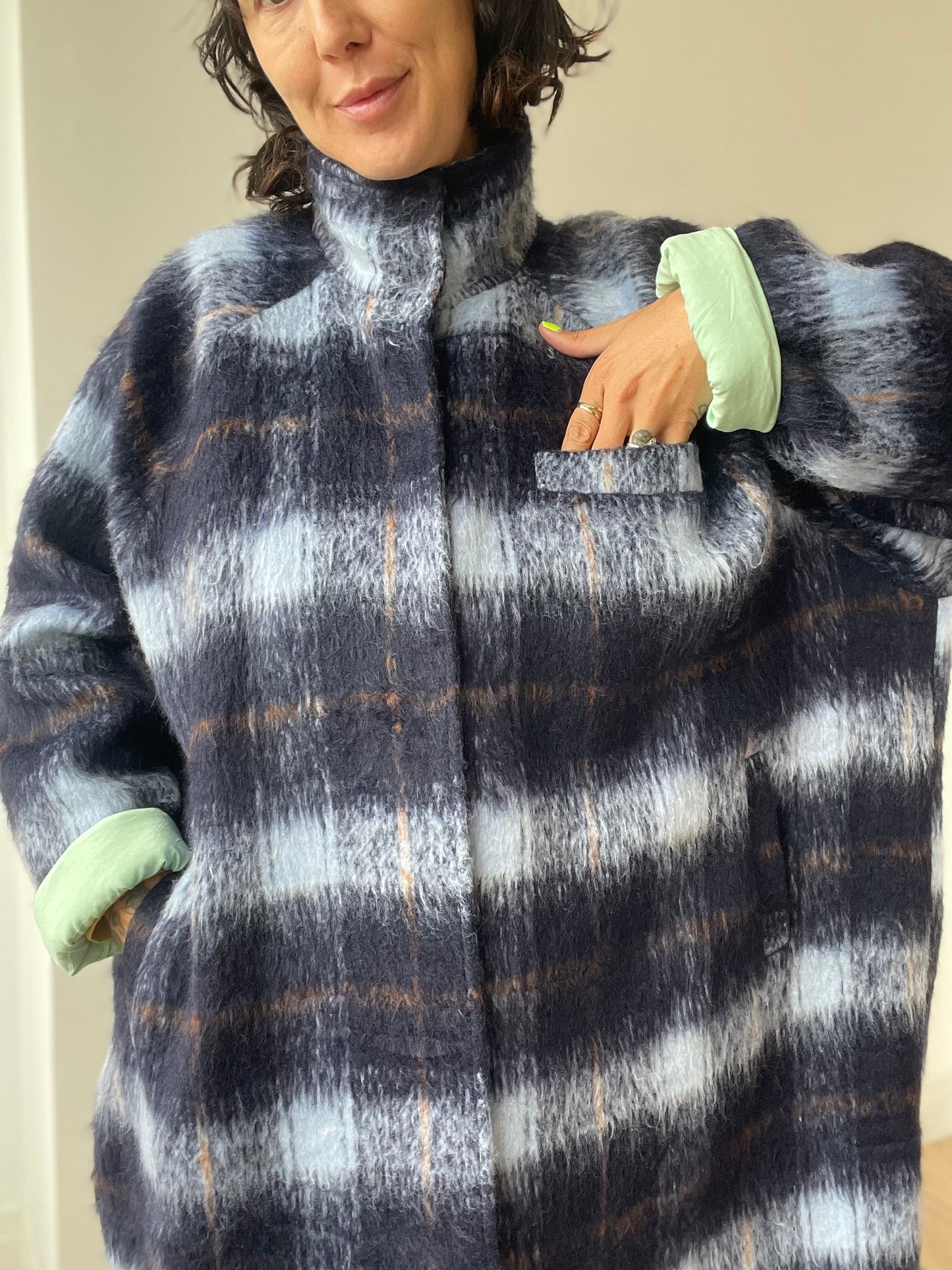 Blanket Jacket - Navy Plaid