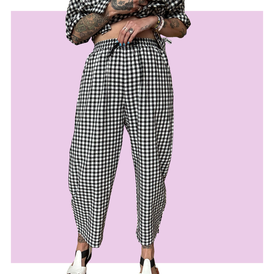 Barrel Pants - Black Gingham