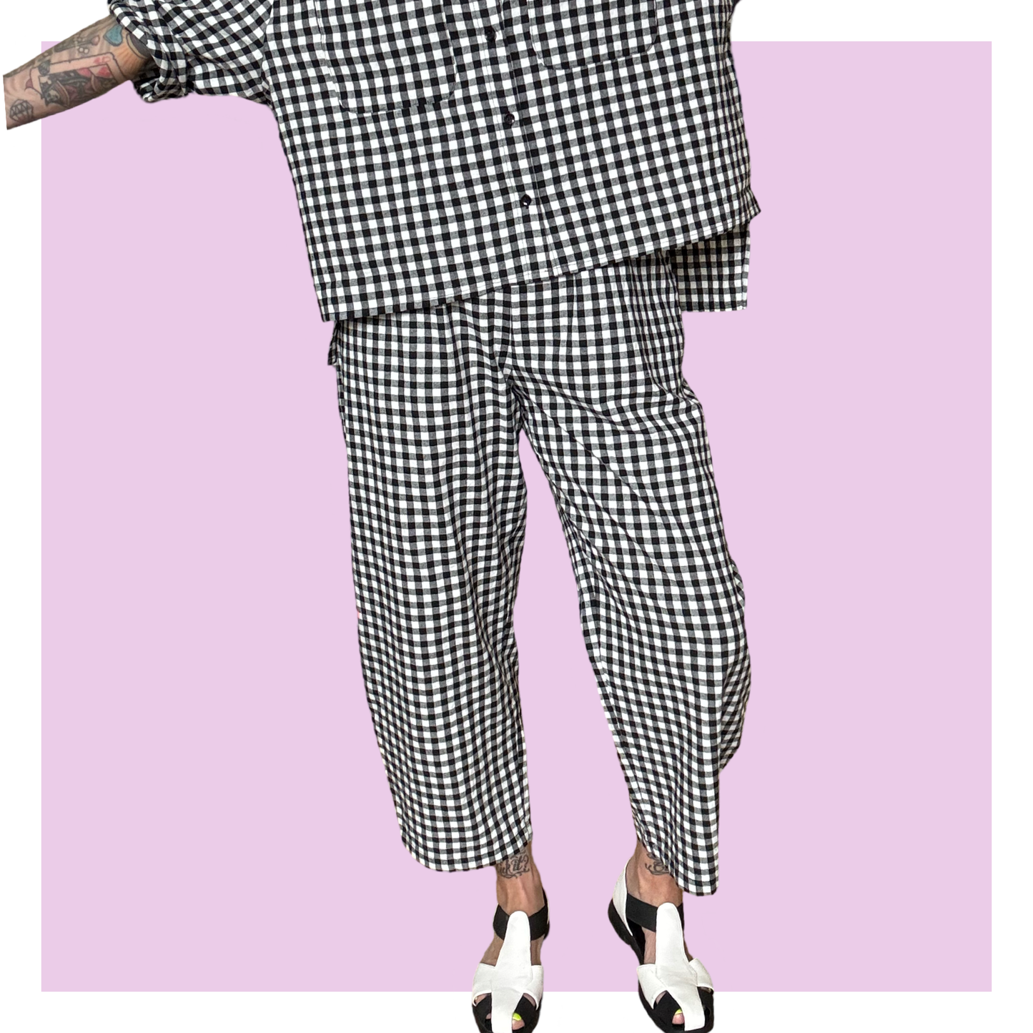 Barrel Pants - Black Gingham
