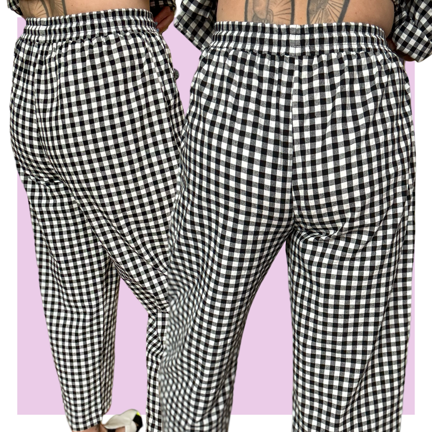 Barrel Pants - Black Gingham