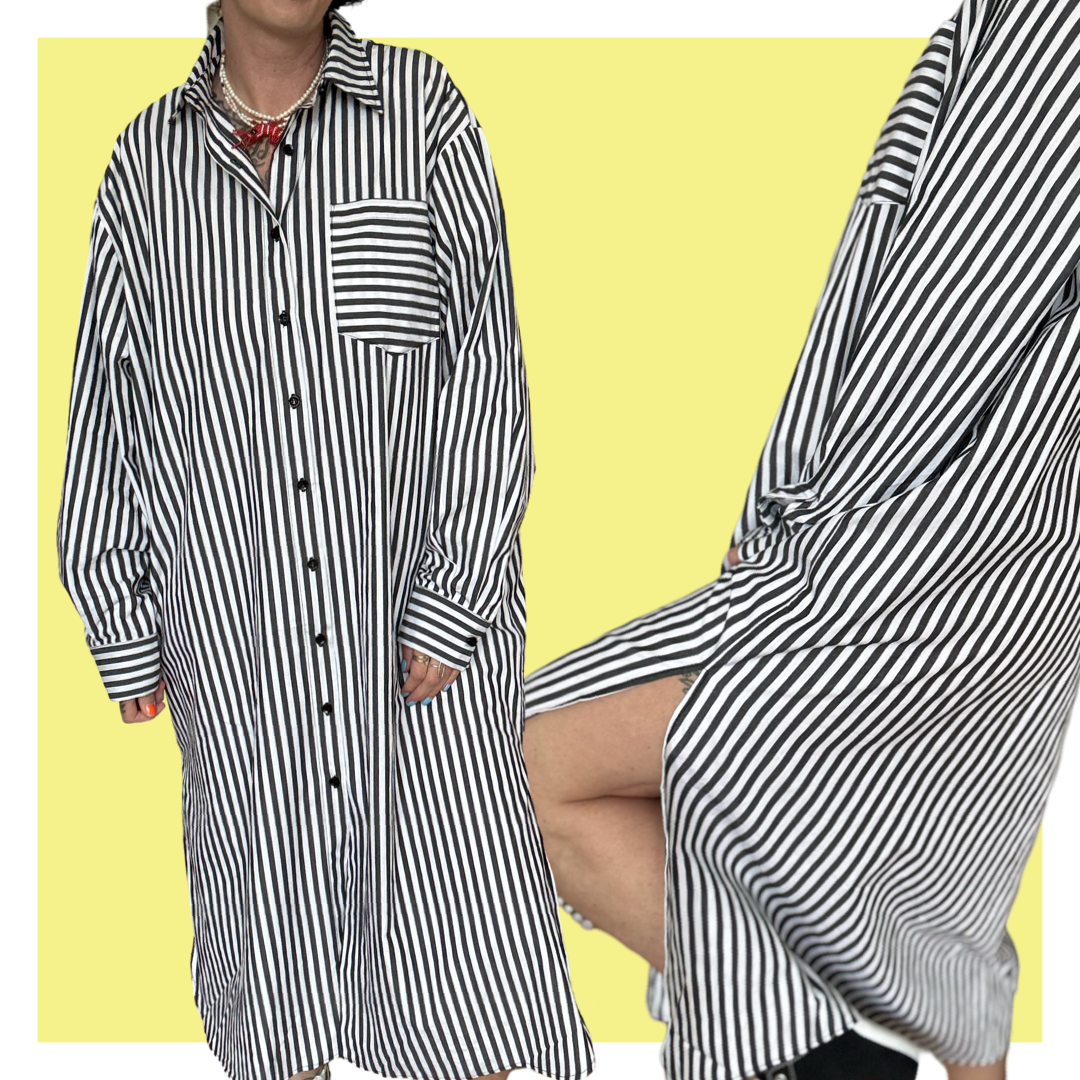 Viv Dress - Black Stripe
