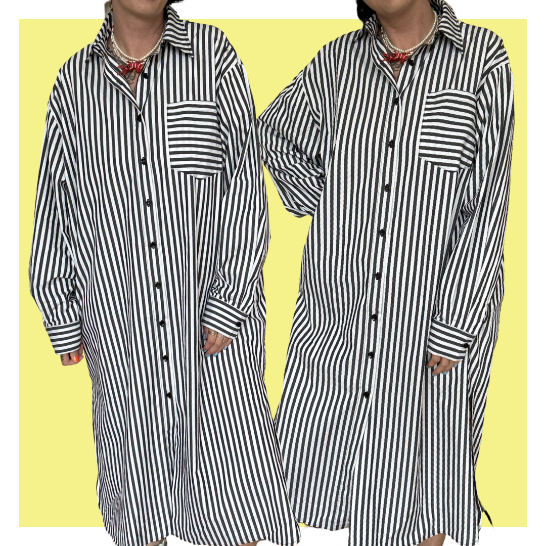 Viv Dress - Black Stripe