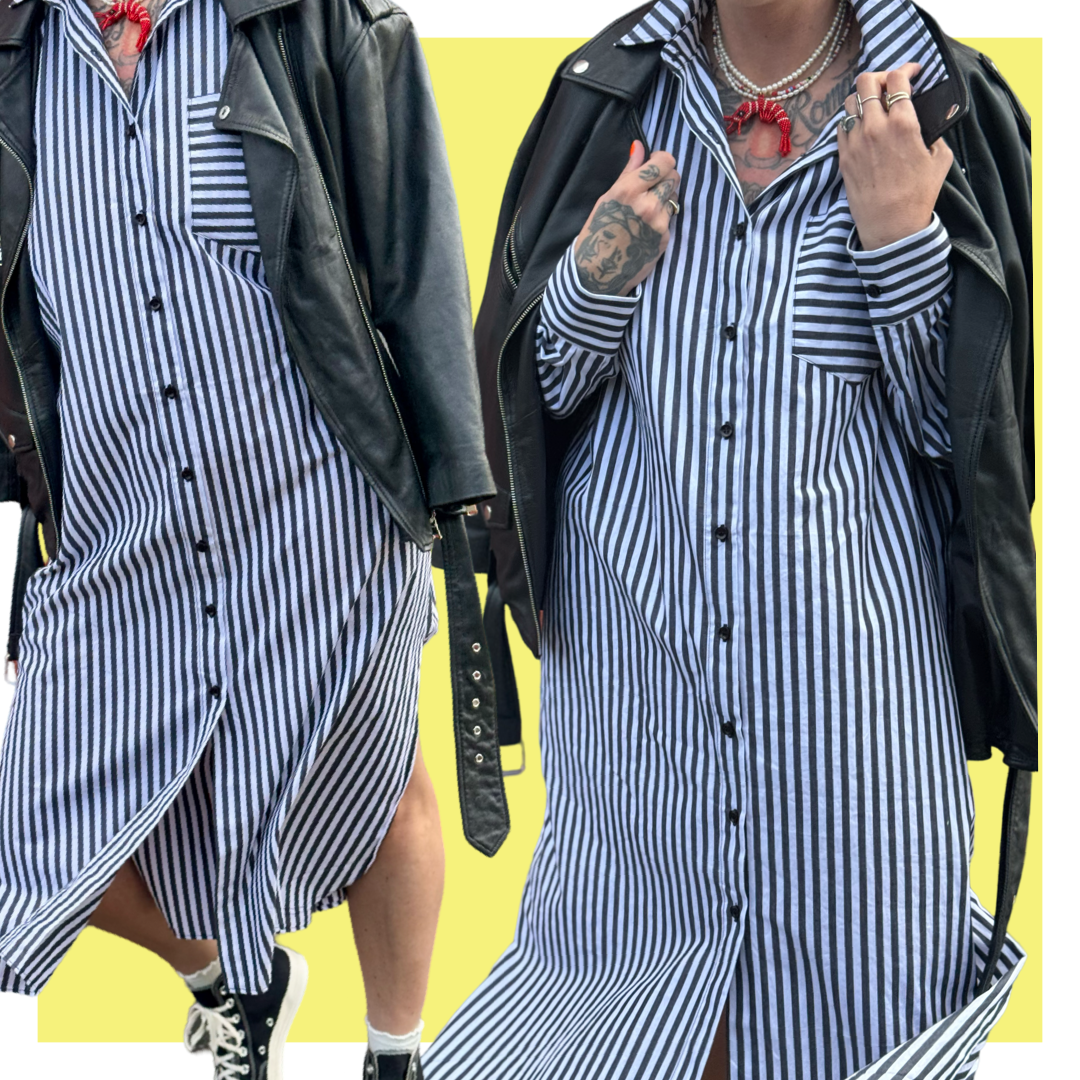Viv Dress - Black Stripe