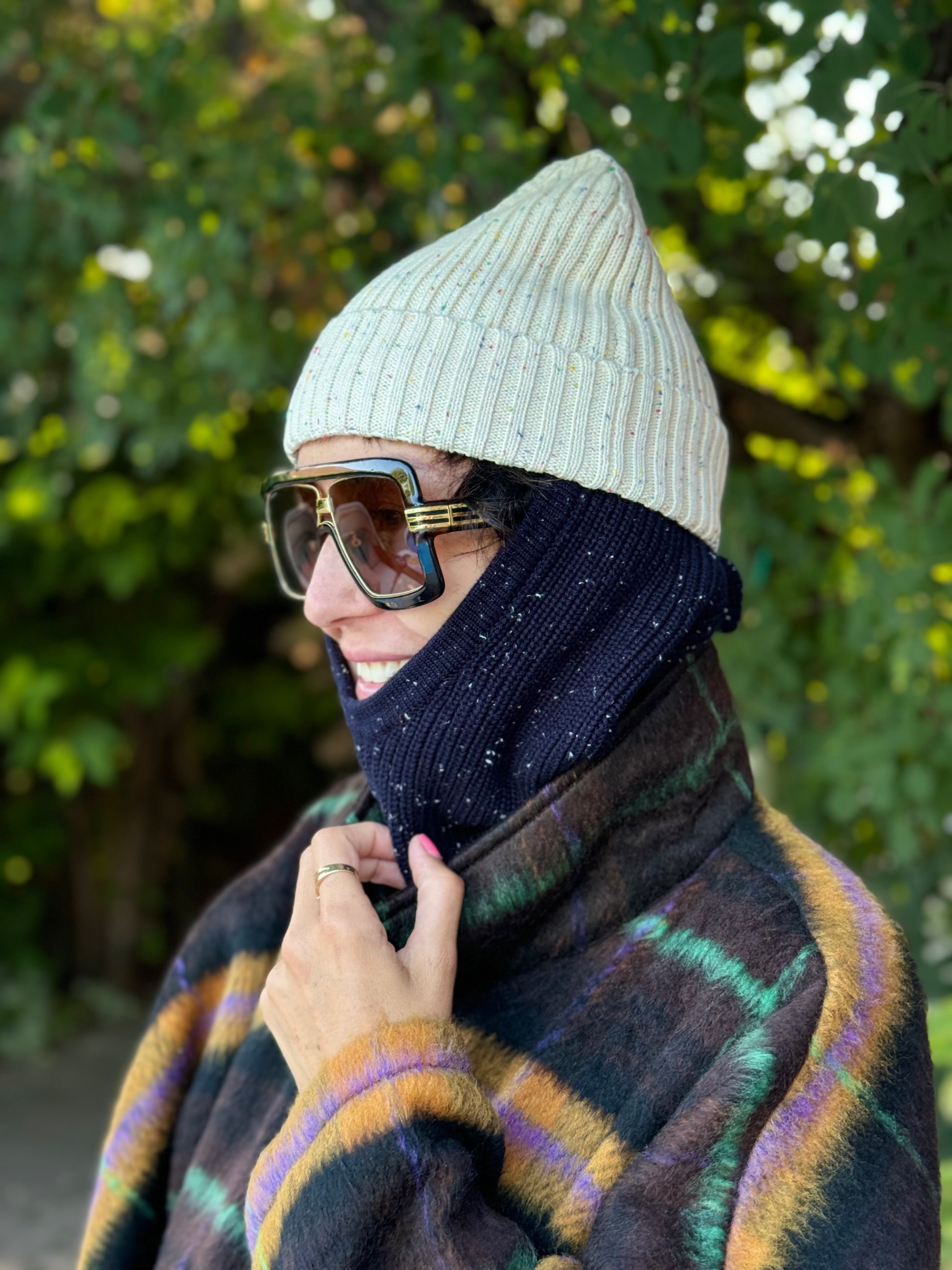 Gravity Threads Confetti Knit Beanie - Oversized Cable Knit Soft Acrylic Hat For Women & Men