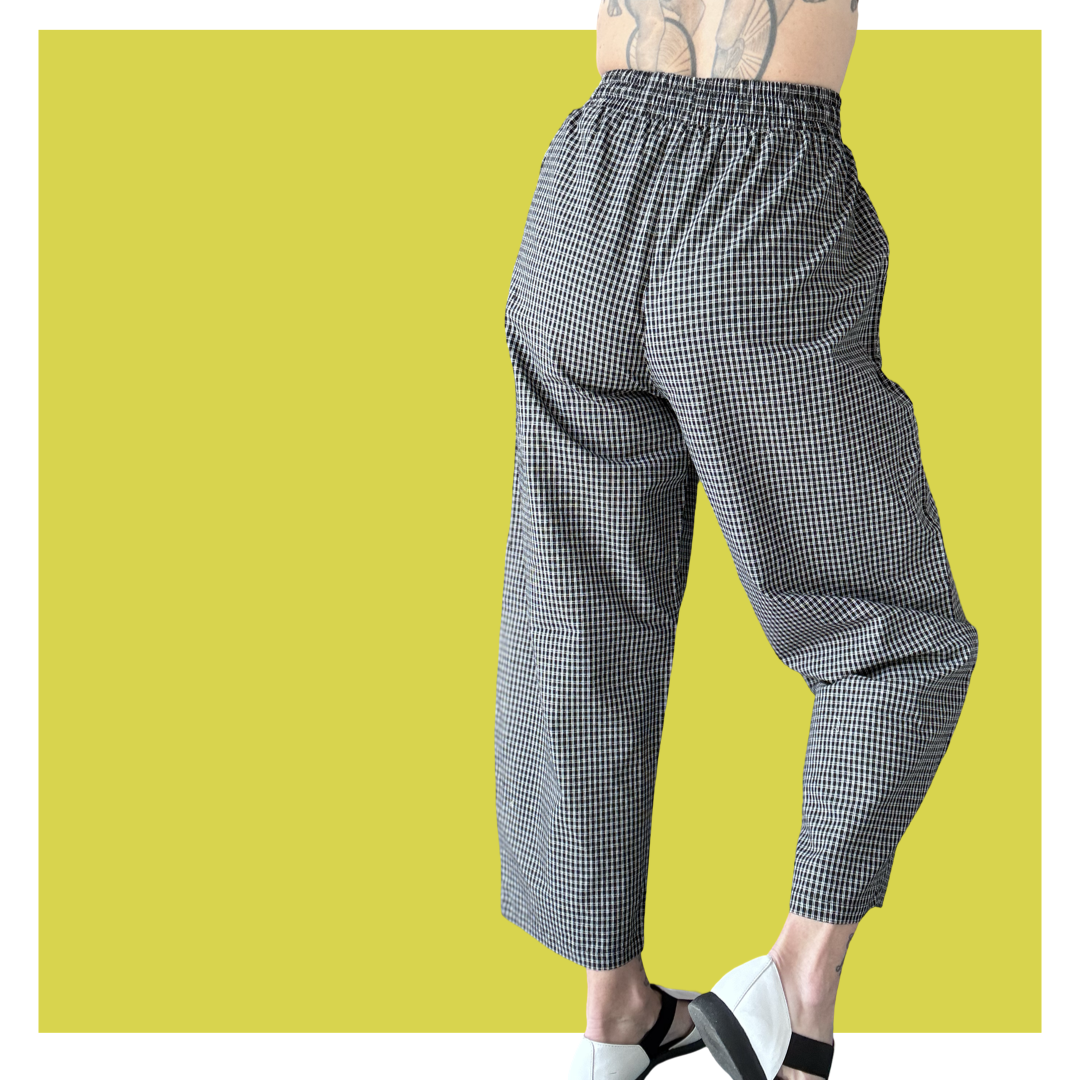 Barrel Pants - Black Gingham