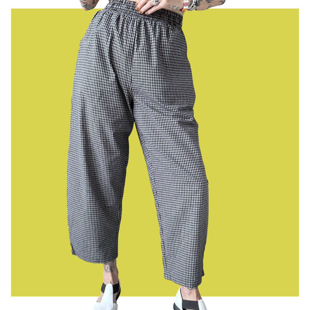 Barrel Pants - Black Gingham