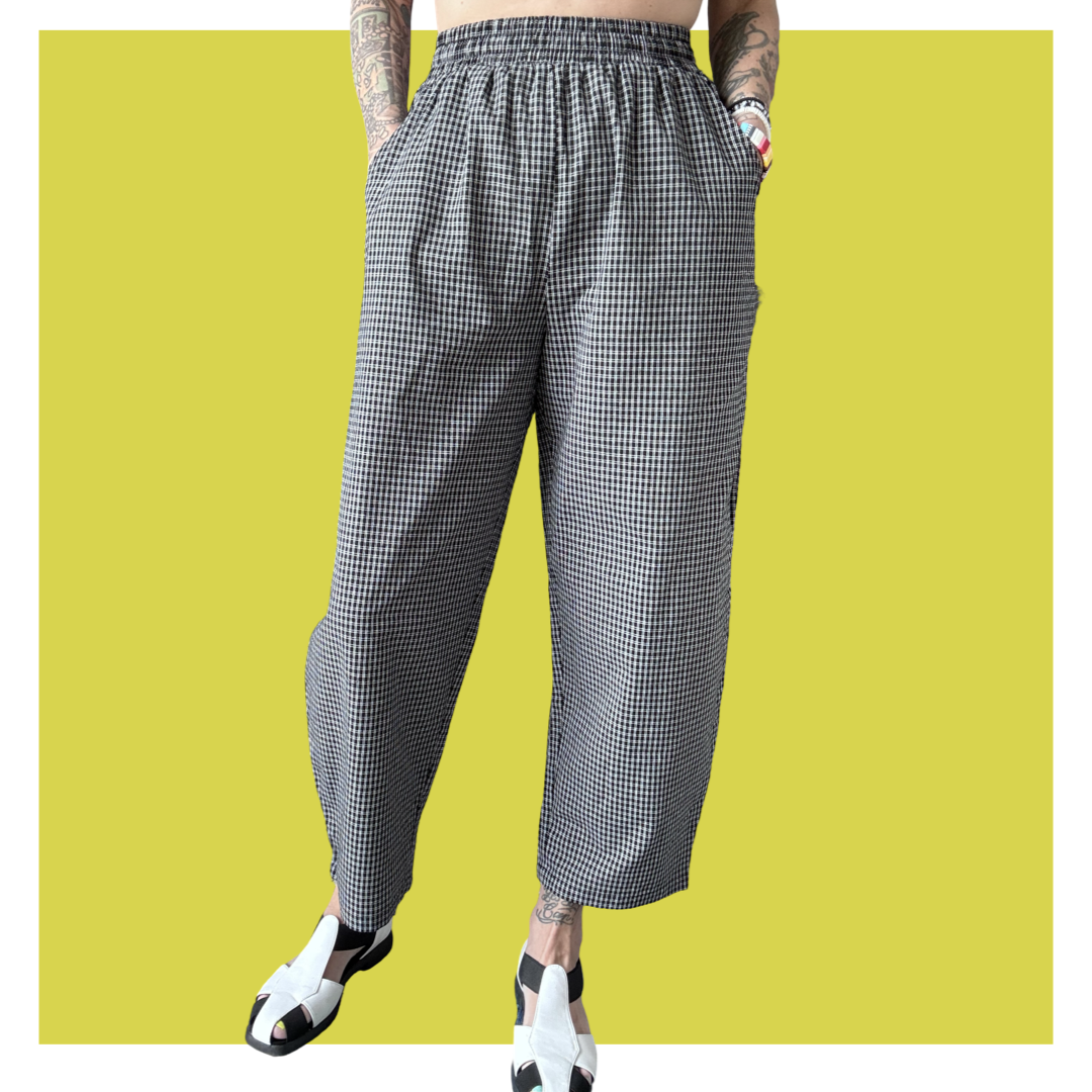 Barrel Pants - Black Gingham