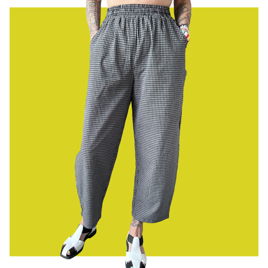 Barrel Pants - Black Gingham