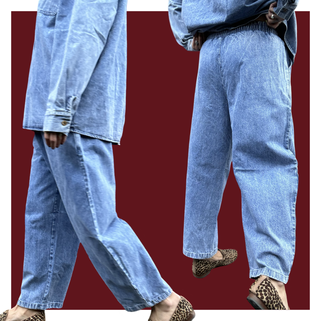 Barrel Pants - Mid Wash Denim