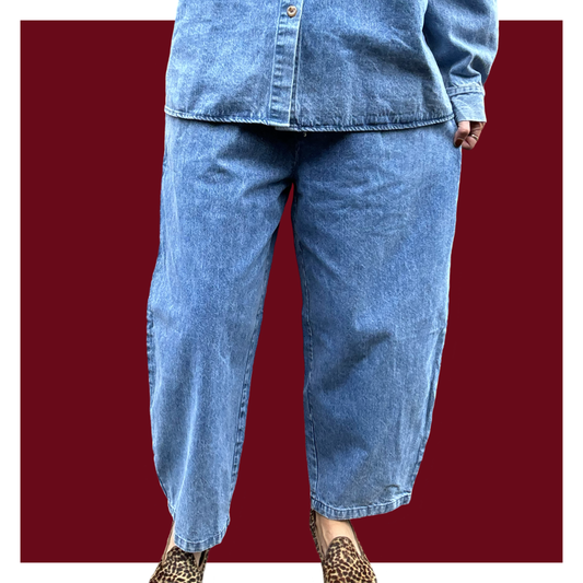 Barrel Pants - Mid Wash Denim