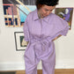 Belted Square Jumpsuit - Lilac
