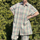 Short Sleeve Shirt Dress - Plaid